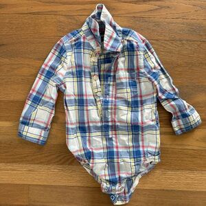 Plaid Toddler collared Shirt in Blue, Red, and Yellow, perfect for Easter
